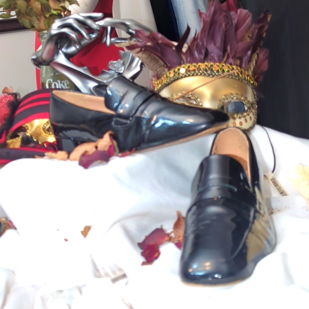 Anthropologie Black Patent leather
